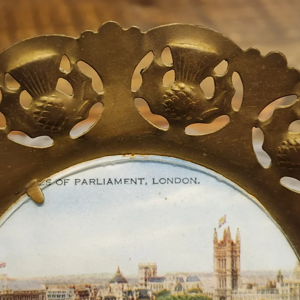 VTG - British Picture Souvenir Plate - Brass - Lambeth Bridge